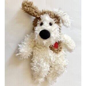 Mary Meyer Scruffy Dog Cream Brown 11" Plush Stuffed Toy Animal Red Heart